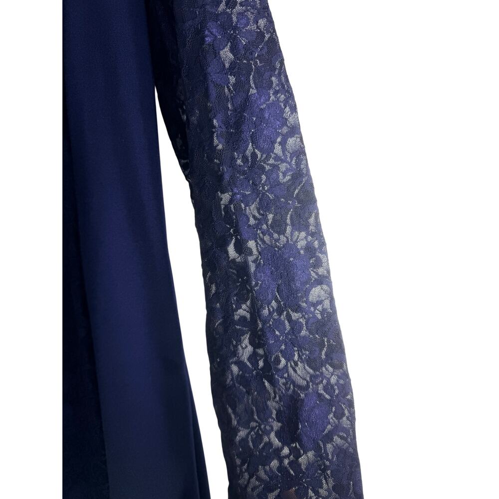 Antonio Melani Lace Dress Women Large Blue Long Sleeve Sheath Knee Length - Picture 4 of 7